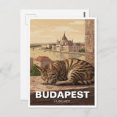 Cat in Budapest Hungary Parliament建物旅行 ポストカード (正面/裏面)