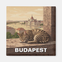 Cat in Budapest Hungary Parliament建物旅行 マグネット