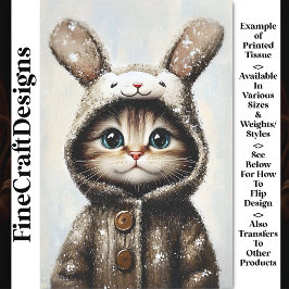 Cat In Bunny Coat, Cute & Adorable BU5 Decopage 薄葉紙