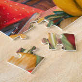 Cat in chef hat cooking with vegetables and fish ジグソーパズル (側面)