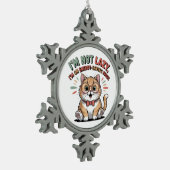 Cat in Energy Saving Mode スノーフレークピューターオーナメント (左)