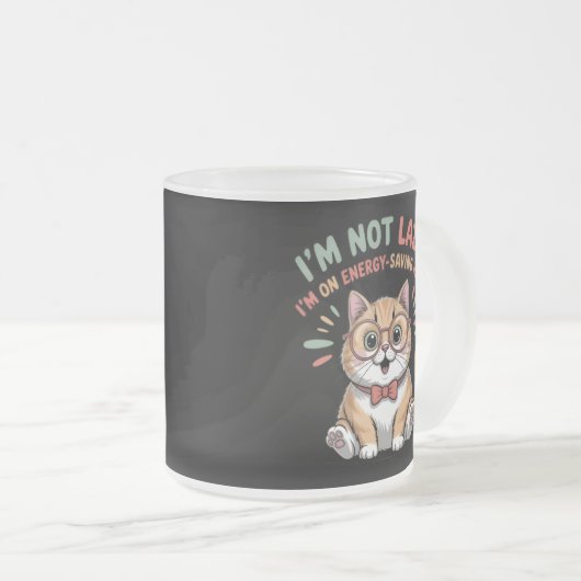 Cat in Energy Saving Mode フロストグラスマグカップ (正面右)