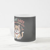 Cat in Energy Saving Mode フロストグラスマグカップ (正面左)