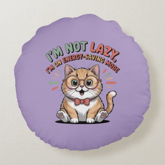 Cat in Energy Saving Mode ラウンドクッション (裏面)