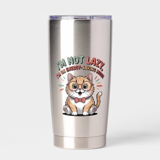 Cat in Energy Saving Mode 保温保冷タンブラー (正面)