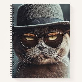 Cat in Hat and Glasses Notebook ノートブック