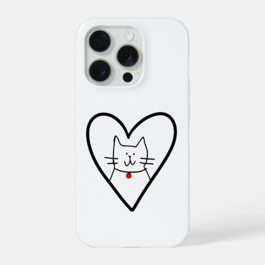 Cat in Heart Doodle  iPhoneケース (裏面)