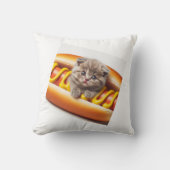 cat in hot dog and mustard クッション (正面)