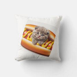cat in hot dog and mustard  クッション