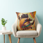 Cat in Indian clothes and dancing クッション (椅子)