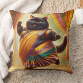 Cat in Indian clothes and dancing クッション (ブランケット)