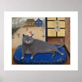 Cat in Japan Painting Art Print ポスター