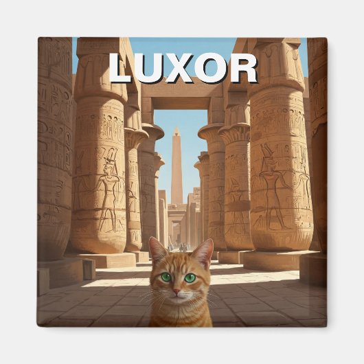 Cat in Luxor Egypt Karnak Temple Travel マグネット (正面)
