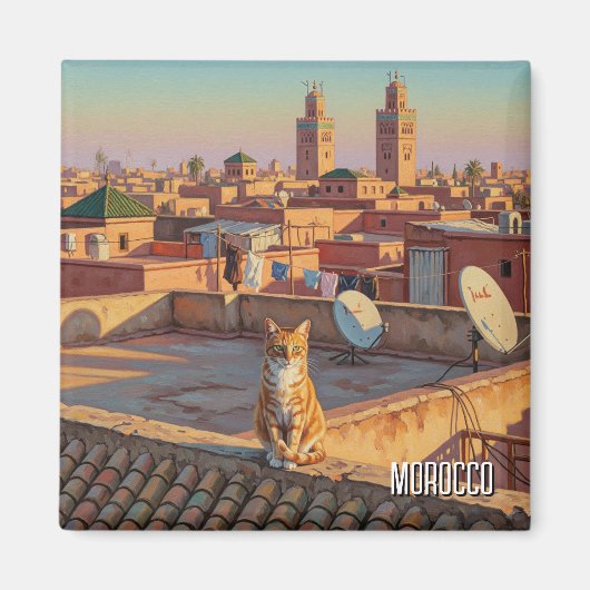Cat in Marrakeshモロッコ旅行 マグネット (正面)
