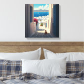 Cat in Mykonos Greece Cyclades Travel キャンバスプリント (インサイチュ (寝室))