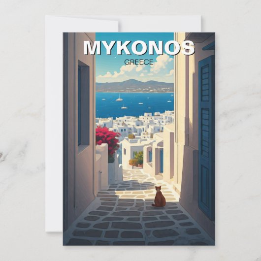 Cat in Mykonos Greece Cyclades Travel シーズンカード (正面)