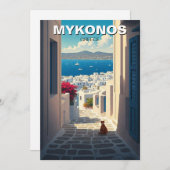 Cat in Mykonos Greece Cyclades Travel シーズンカード (正面/裏面)