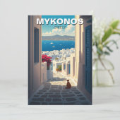 Cat in Mykonos Greece Cyclades Travel シーズンカード (スタンド正面)