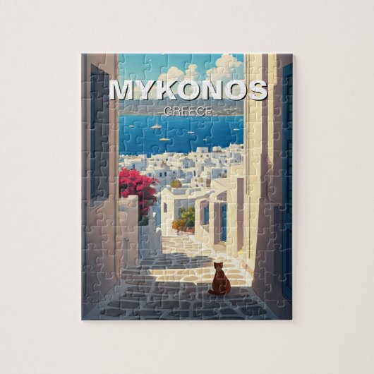Cat in Mykonos Greece Cyclades Travel ジグソーパズル (縦)