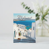 Cat in Mykonos Greece Cyclades Travel ポストカード (スタンド正面)