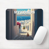 Cat in Mykonos Greece Cyclades Travel マウスパッド (マウス)