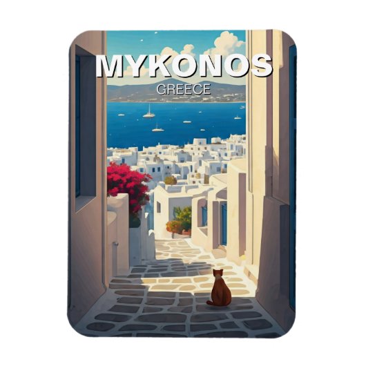 Cat in Mykonos Greece Cyclades Travel マグネット (縦)