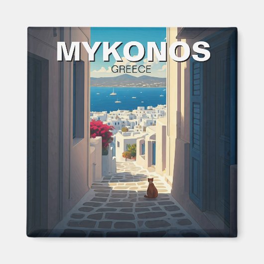 Cat in Mykonos Greece Cyclades Travel マグネット (正面)