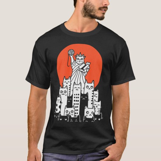 Cat in New York, NYC, America, USA, Patriot, Manha Tシャツ (正面)