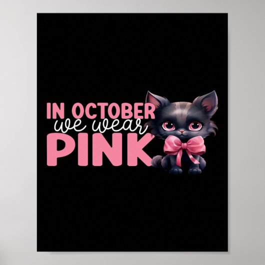 Cat In October We衣服ピンク10月乳がん ポスター (正面)