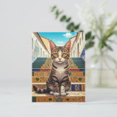 Cat in Rio de Janeiro Lapa Escadaria Selaron Steps ポストカード (スタンド正面)