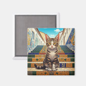 Cat in Rio de Janeiro Lapa Escadaria Selaron Steps マグネット (正面/裏面)