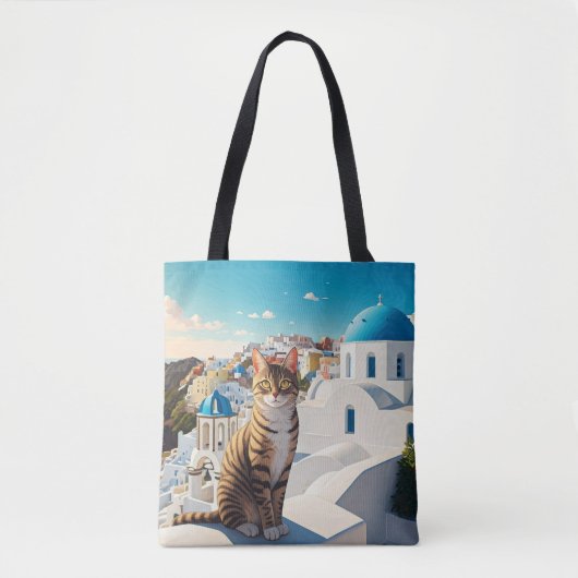 Cat in Santorini Greece Cyclades Travel トートバッグ (正面)