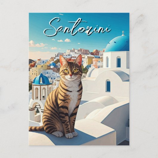 Cat in Santorini Greece Cyclades Travel ポストカード (正面)
