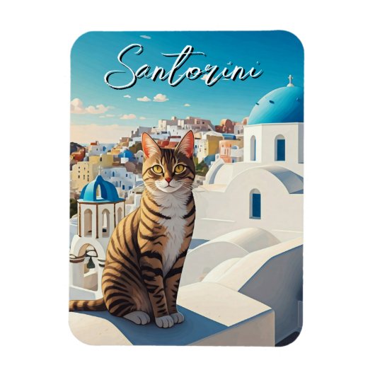 Cat in Santorini Greece Cyclades Travel マグネット (縦)