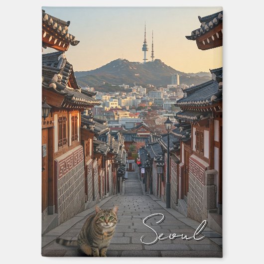 Cat in Seoul Bukchon South マグネット (正面)