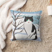 Cat in Snow (Ice)装飾用クッション クッション (ブランケット)