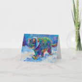 Cat in Snow Wearing Ear Muffs サンキューカード (正面)