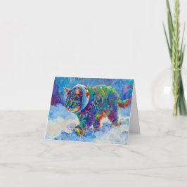 Cat in Snow Wearing Ear Muffs サンキューカード