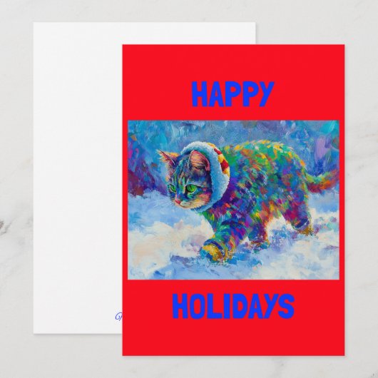 Cat in Snow Wearing Ear Muffs シーズンカード (正面/裏面)