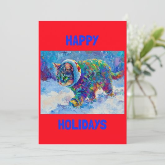 Cat in Snow Wearing Ear Muffs シーズンカード (スタンド正面)