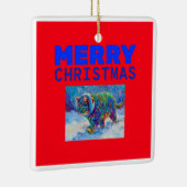 Cat in Snow Wearing Ear Muffs セラミックオーナメント (右)