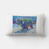 Cat in Snow Wearing Ear Muffs Throw ランバークッション (裏面)