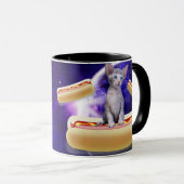 CAT IN SPACE WITH HOT DOGS funny COFFEE MUG マグカップ (正面右)