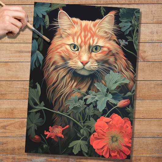 Cat in Tapestry 2 Decopage紙 薄葉紙