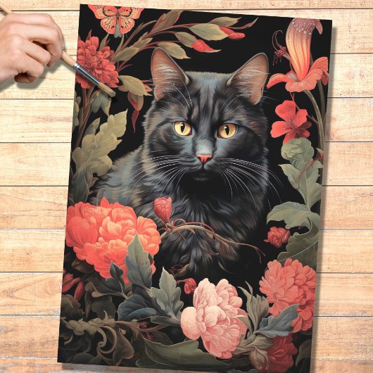 Cat in Tapestry 3 Decopage紙 薄葉紙
