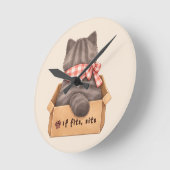 Cat in The Box ラウンド壁時計 (傾斜)