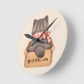 Cat in The Box ラウンド壁時計 (傾斜)
