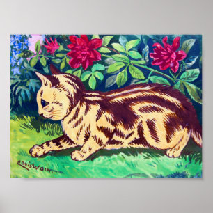Cat in The Flower Garden, Louis Wain ポスター