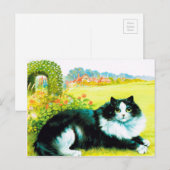 Cat in the Flower Garden, Louis Wain ポストカード (正面/裏面)