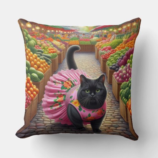 Cat in the fruits market  クッション (正面)